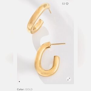 Anthropologie Gold Oval Huggie Hoop Earrings